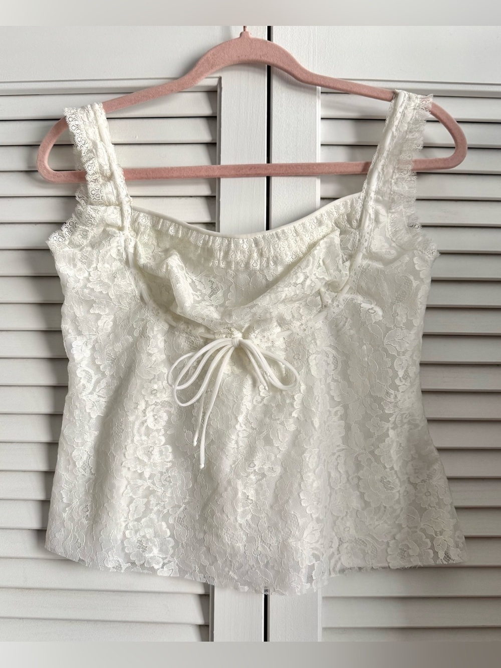 Vintage White Lace Tie-Front Tank Top